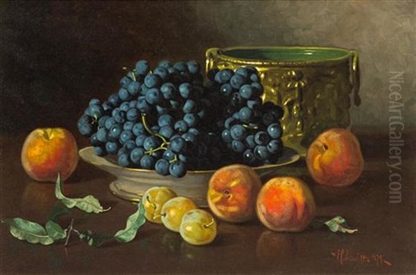 Still Life With Grapes And Peaches, 1879 by Edward Chalmers Leavitt