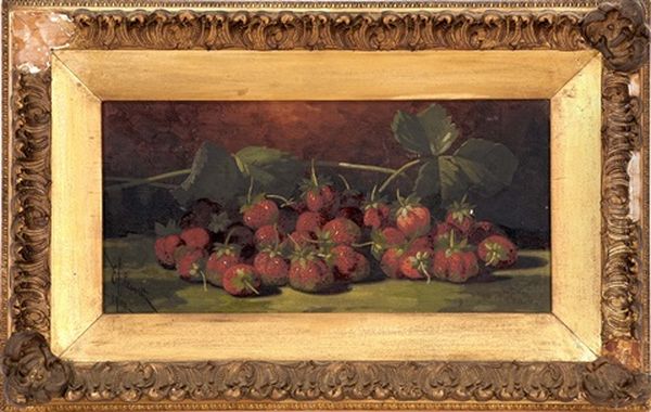 Still Life Of Strawberries Oil Painting by Edward Chalmers Leavitt