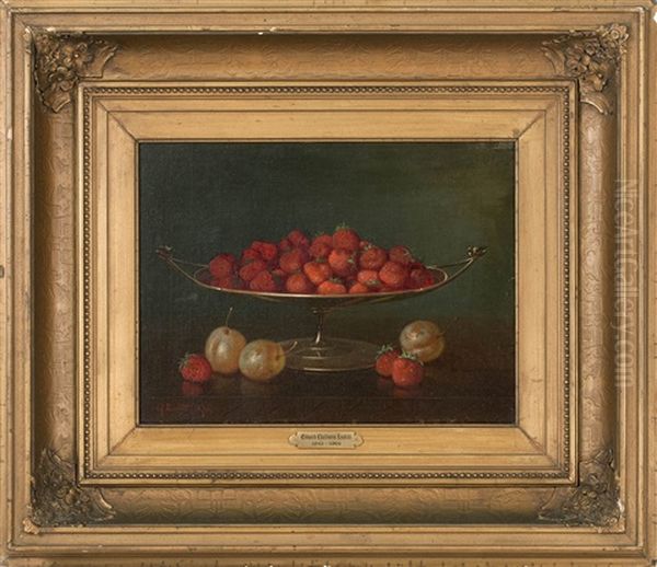 Still Life Of Strawberries And Plums Oil Painting by Edward Chalmers Leavitt