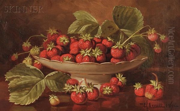 Still Life With Strawberries Oil Painting by Edward Chalmers Leavitt