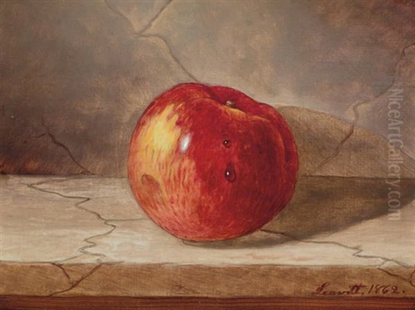 Still Life With Apple On A Marbletop Oil Painting by Edward Chalmers Leavitt