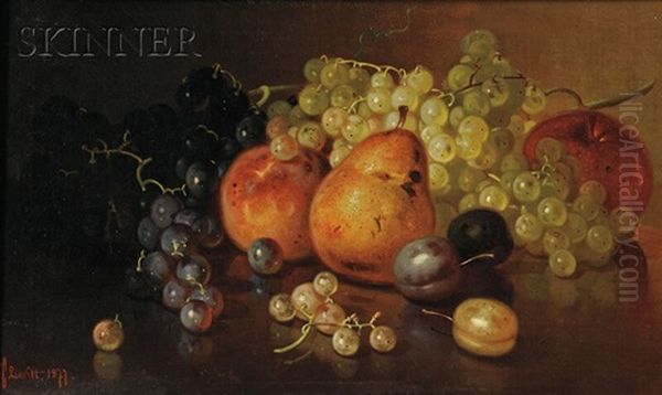 Tabletop Still Life With Fruit Oil Painting by Edward Chalmers Leavitt