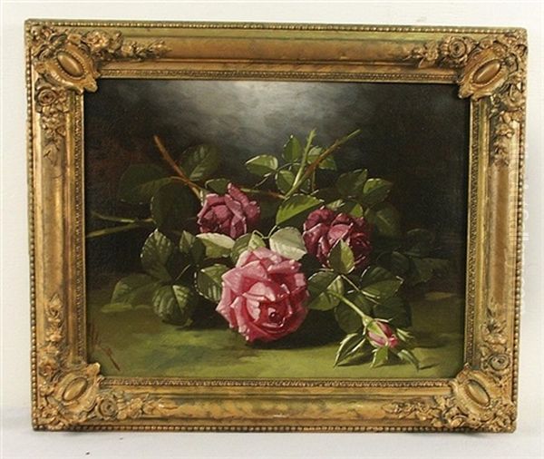 Still Life Of Roses Oil Painting by Edward Chalmers Leavitt