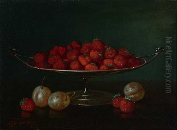 Still Life Strawberries And Plums Oil Painting by Edward Chalmers Leavitt