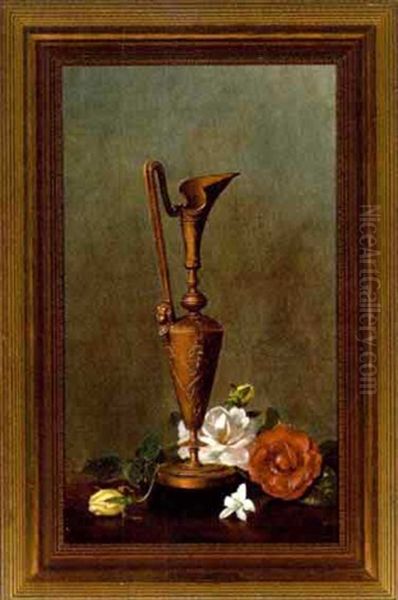 Gilt Bronze Ewer With Flowers Oil Painting by Edward Chalmers Leavitt