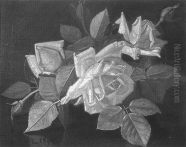 Pink Roses Oil Painting by Edward Chalmers Leavitt