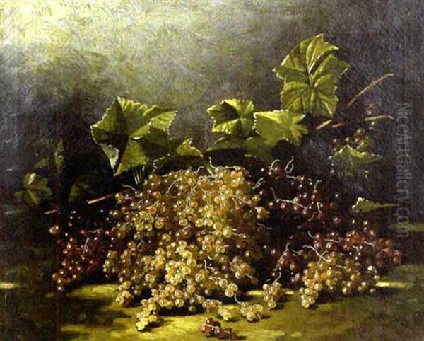 Cluster Of Grapes With Leaves Oil Painting by Edward Chalmers Leavitt