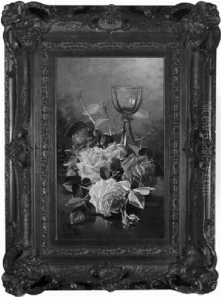 Goblet And Roses Oil Painting by Edward Chalmers Leavitt