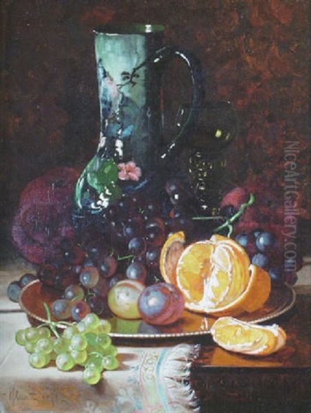 Still Life With Pitcher And Fruit Oil Painting by Edward Chalmers Leavitt