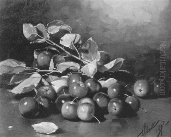 Crabapples Oil Painting by Edward Chalmers Leavitt