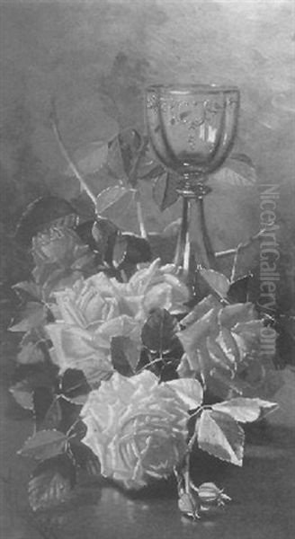 Still Life With Roses And Goblet Oil Painting by Edward Chalmers Leavitt