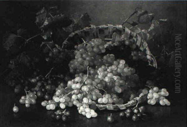 Basket Of Grapes Oil Painting by Edward Chalmers Leavitt