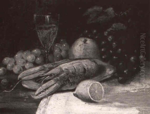 Lobster, Fruit And Wine Oil Painting by Edward Chalmers Leavitt