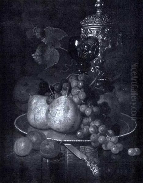 Still Life With Grapes And Urn Oil Painting by Edward Chalmers Leavitt