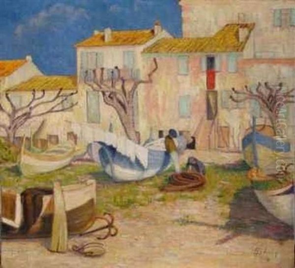 A Cros De Cagnes Oil Painting by Georges Emile Lebacq