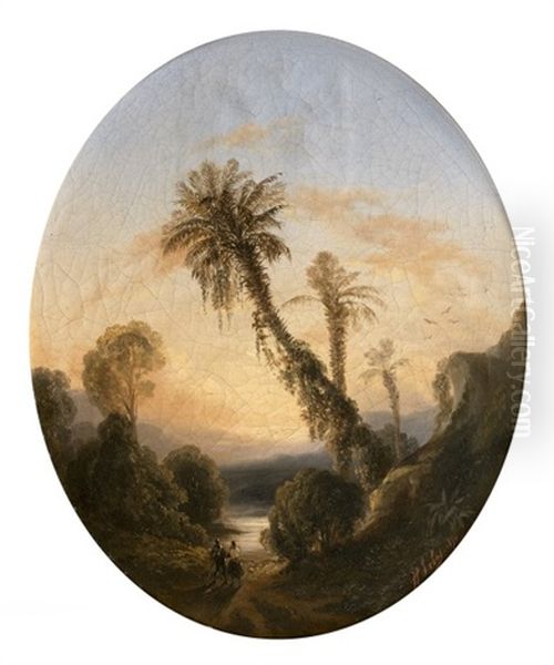 Paysage Orientaliste Oil Painting by Gabriel Hippolyte Lebas