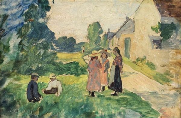 Enfants Dans Un Paysage Pres De Pierrefonds Oil Painting by Henri Lebasque