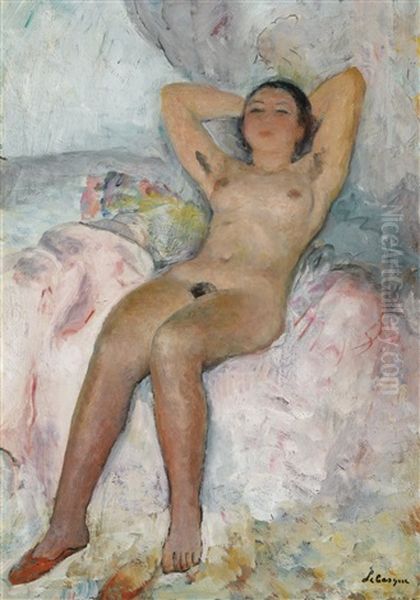 Nu Allonge Bras Leves Oil Painting by Henri Lebasque