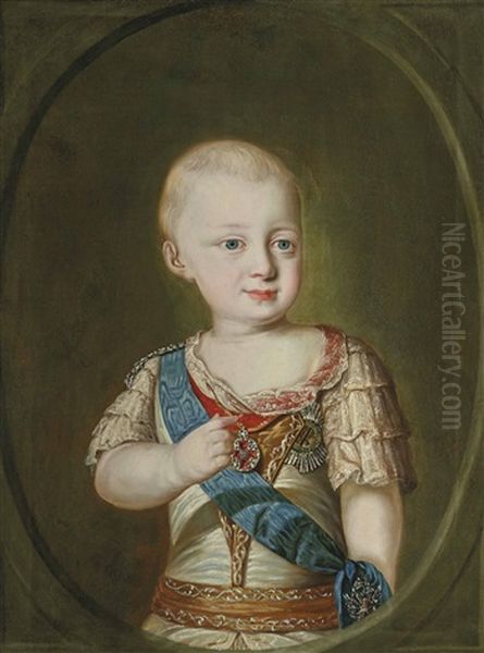 Grand Duke Konstantin Pavlovich (1779-1831) Of Russia As An Infant Oil Painting by Klavdiy Vasilievich Lebedev