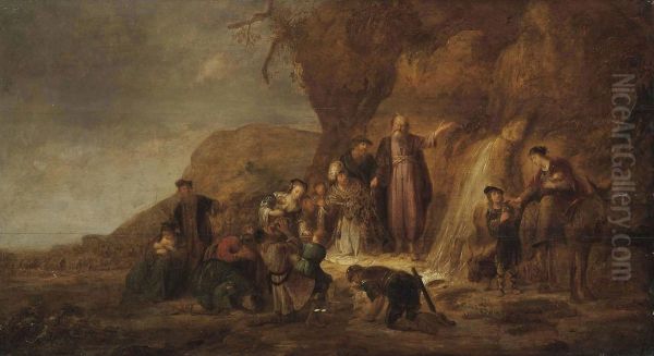 Moses Striking The Rock Oil Painting by Jacob Adriaensz. Bellevois