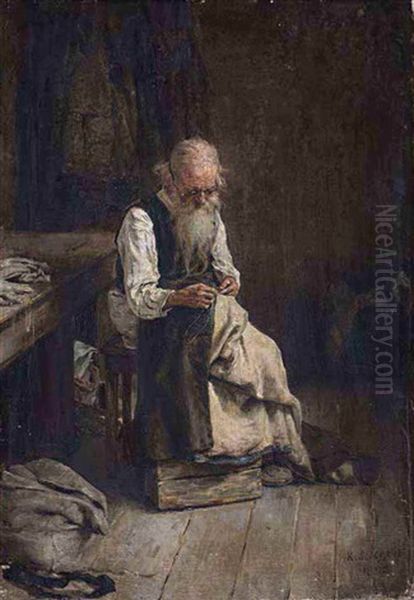 The Tailor Oil Painting by Klavdiy Vasilievich Lebedev