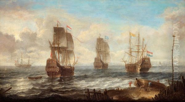 Sailing Ships Oil Painting by Jacob Adriaensz. Bellevois