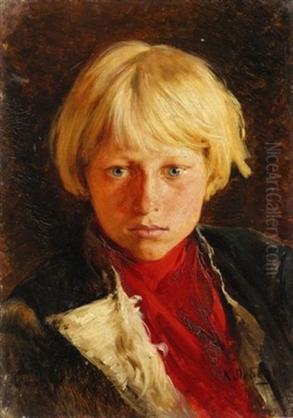 Portrat Eines Jungen Mit Blondem Haar Oil Painting by Klavdiy Vasilievich Lebedev