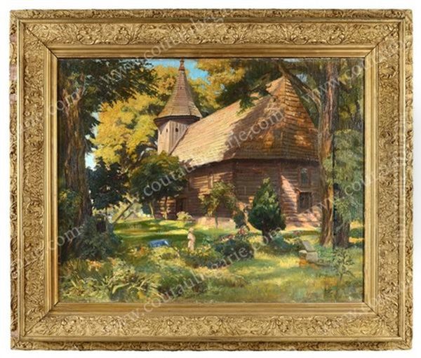 Eglise Russe En Foret Oil Painting by Mikhail Ivanovich Lebedev