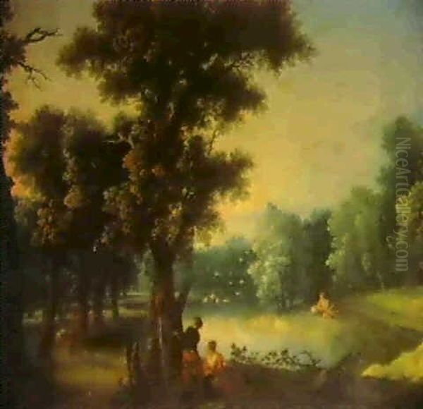 Paysage Avec Scene De Chasse Aux Oies Sauvages Oil Painting by Antoine Lebel