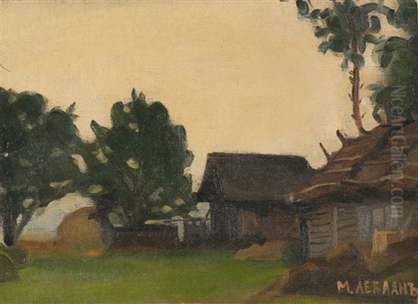 Cottages In The Countryside Oil Painting by Mikhael Varfolomeevich Leblan