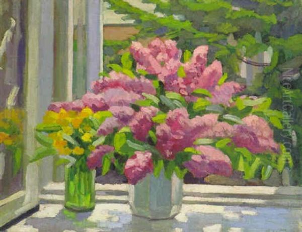 Blumenvase Am Fenster Oil Painting by Mikhael Varfolomeevich Leblan