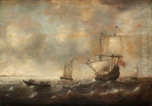 Coastal Picture With Ship Oil Painting by Jacob Adriaensz. Bellevois