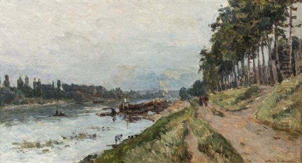 Peniches Au Bord De La Seine A Puteaux Oil Painting by Albert Lebourg