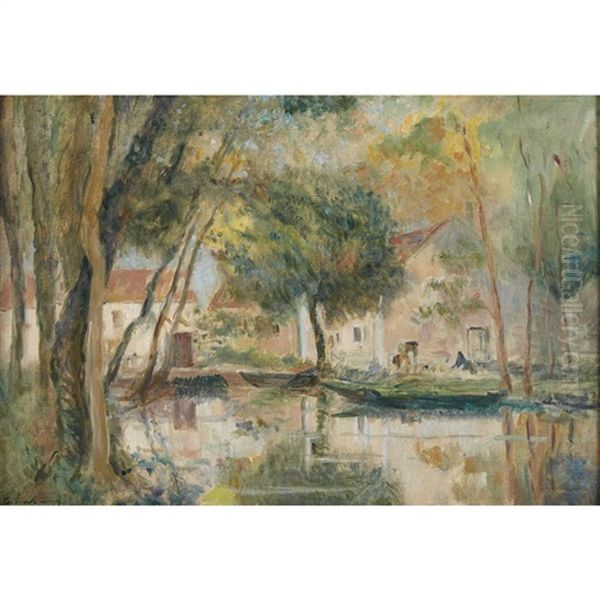 Paysage Riviere Oil Painting by Albert Lebourg