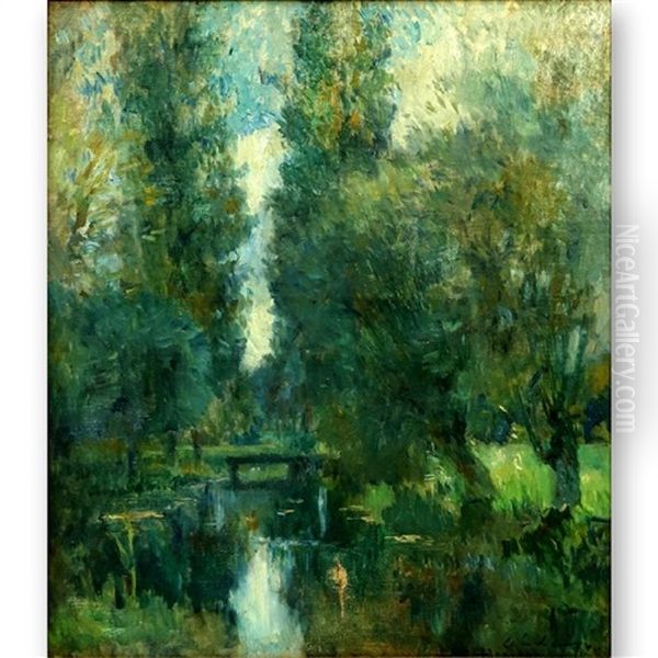 Impressionist Landscape Oil Painting by Charles Auguste Lebourg