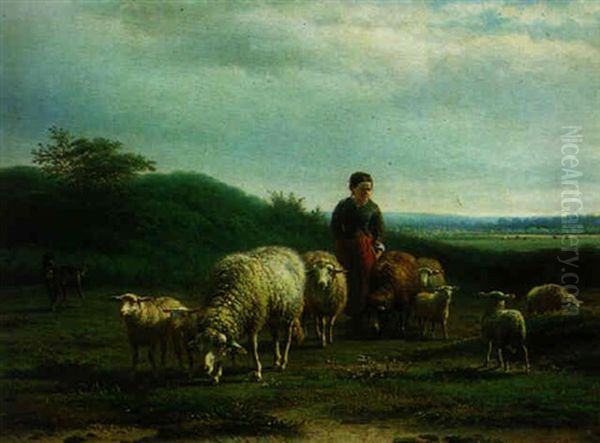 The Shepherdess Oil Painting by Frans Lebret