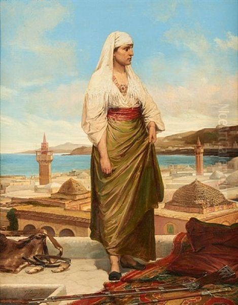 Femme Kabyle (tunisie) Oil Painting by Louis J. Lebrun