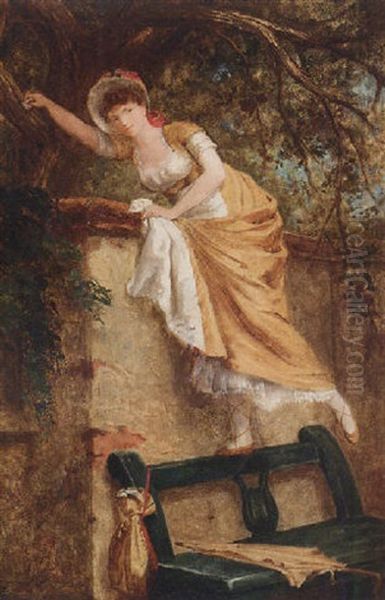 A Maid With A Branch Of Blossom Oil Painting by Louis J. Lebrun