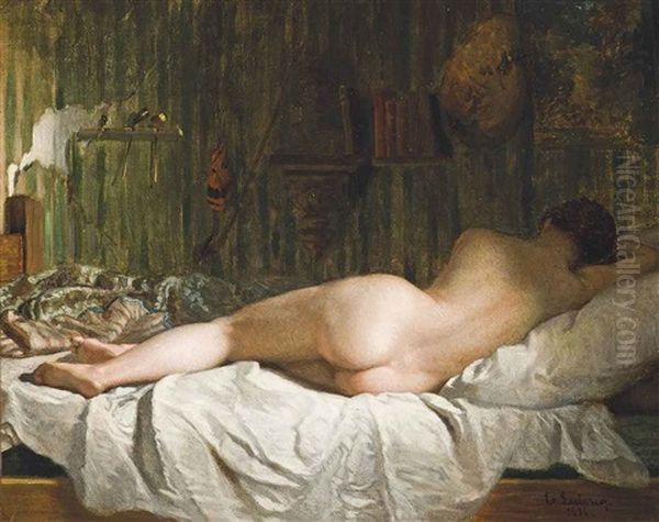 Reclining Nude Oil Painting by Emile Leclerc