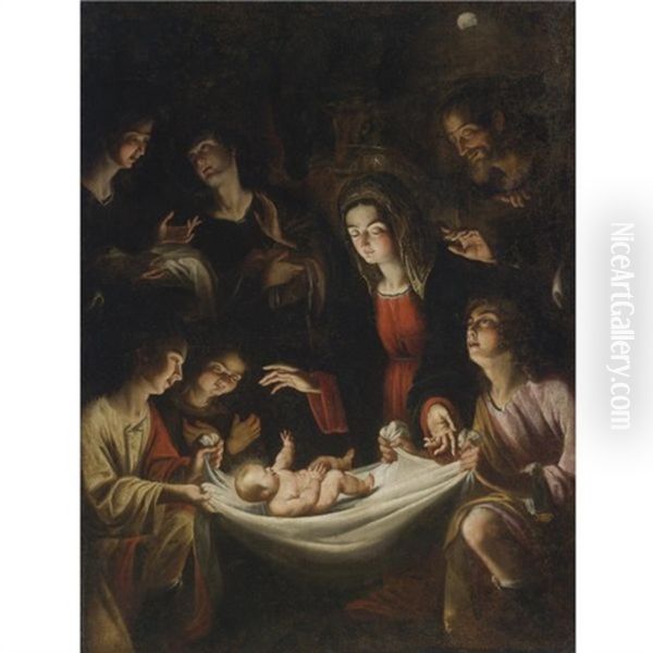 Adoration Of The Sheperds Oil Painting by Jean Leclerc