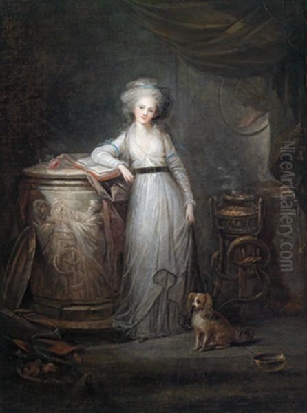 Portrat Der Prinzessin Elisabeth Philippine Marie Helene De Bourbon, Madame Elisabeth, Als Vestalin Oil Painting by Charles Leclercq