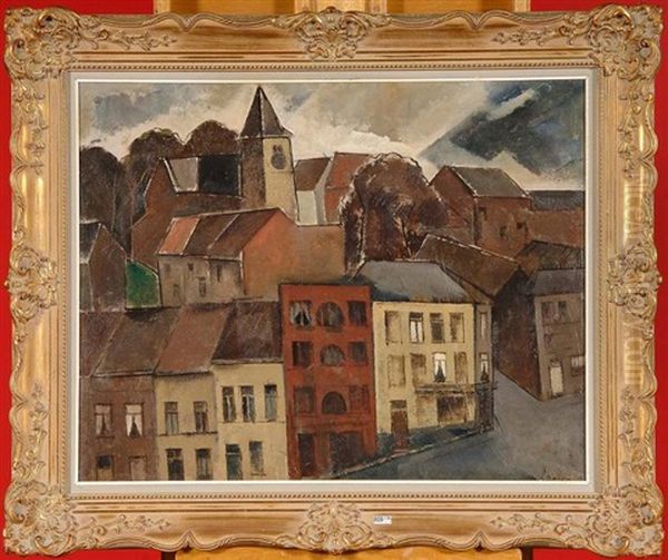 Vue De Village Oil Painting by Victor Leclercq