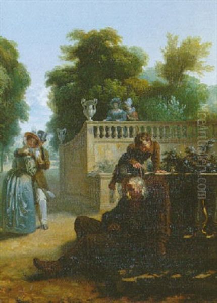 Les Agrements De La Promenade Oil Painting by Jean-Baptiste Lecoeur