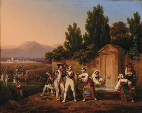 Truppe Napoleoniche Nella Campagna Laziale Oil Painting by Hippolyte Lecompte