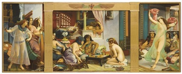 Ramses Dans Son Harem Oil Painting by Jean Jules Antoine Lecomte Du Nouey