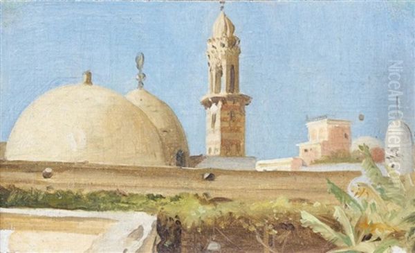 Vue Presumee De La Mosquee Des Derviches Au Caire Oil Painting by Jean Jules Antoine Lecomte Du Nouey