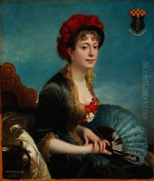 Portrait De Caroline Du Nouy Oil Painting by Jean Jules Antoine Lecomte Du Nouey