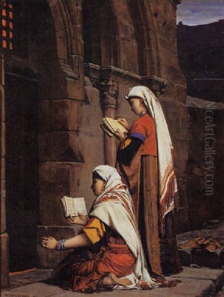 Chretiennes Au Tombeau De La Vierge, Jerusalem Oil Painting by Jean Jules Antoine Lecomte Du Nouey