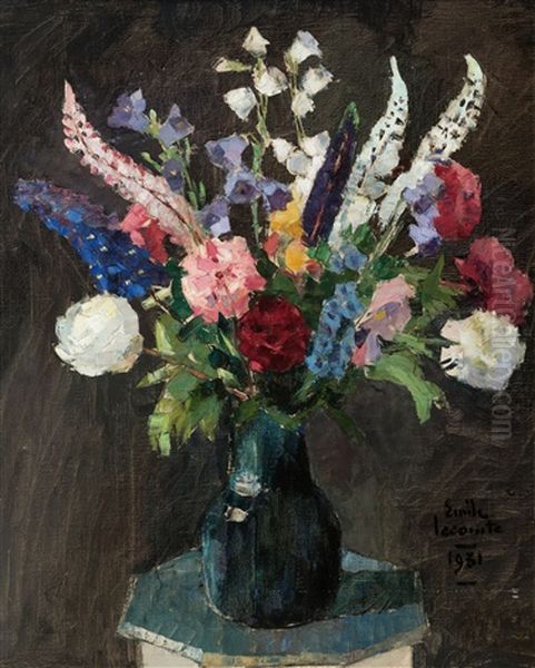 A Bouquet Of Flowers Oil Painting by Emile Lecomte