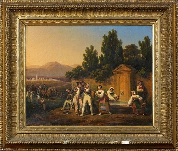 La Halte Des Fantassins Oil Painting by Hippolyte Lecomte